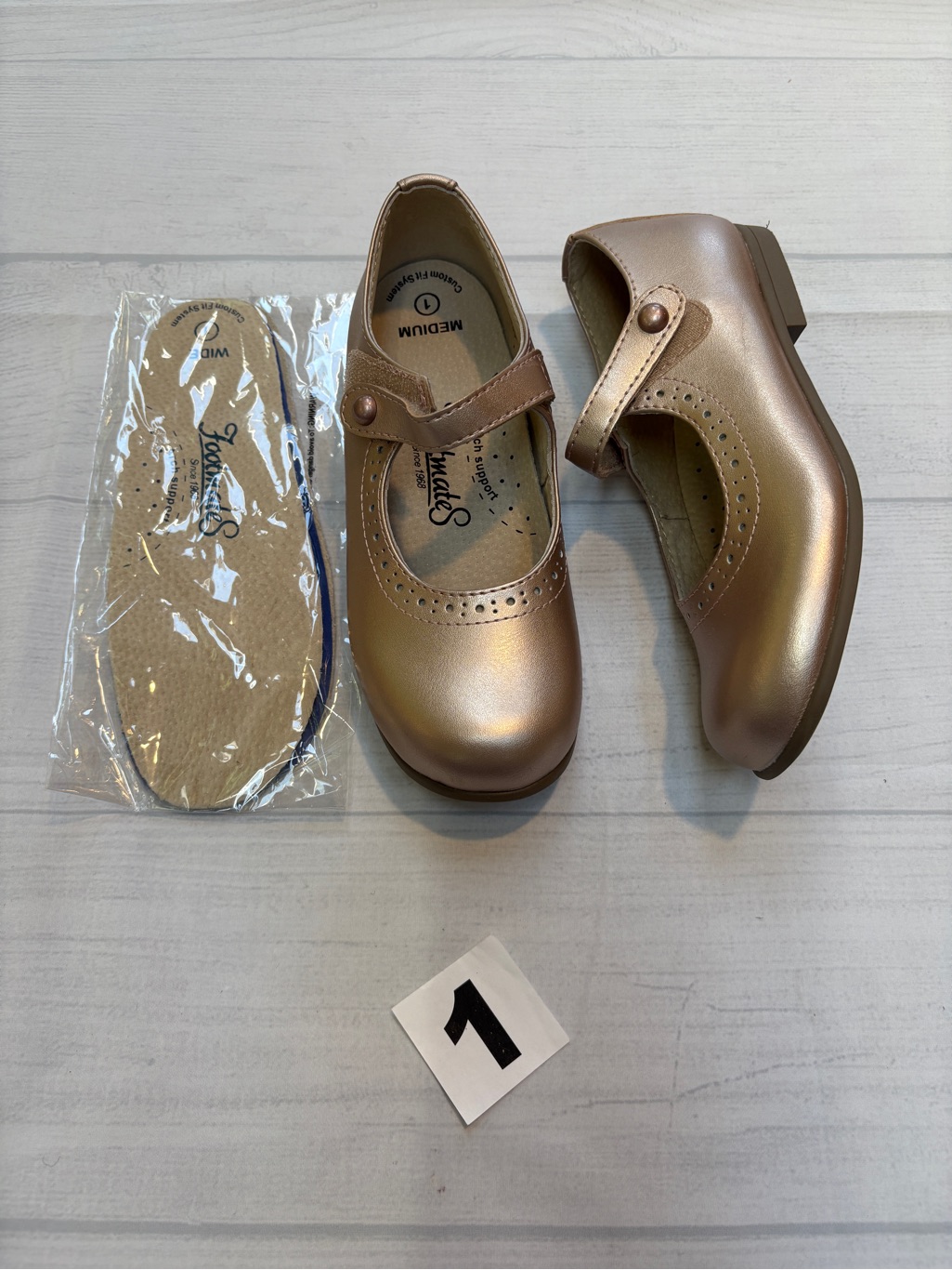 Footmates Girls Metallic Mary Jane Shoes - Rose Gold